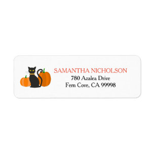 Étiquette Chat noir et Halloween Citrouille