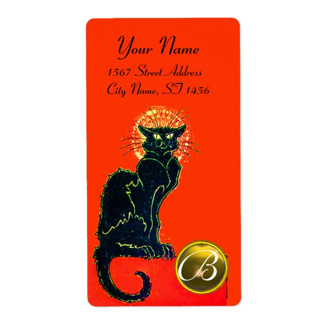 ÉTIQUETTE CHAT NOIR HALLOWEEN PARTY MONOGRAM (Devant)