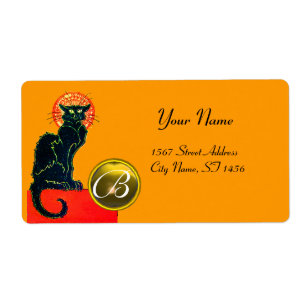 ÉTIQUETTE CHAT NOIR HALLOWEEN PARTY MONOGRAM