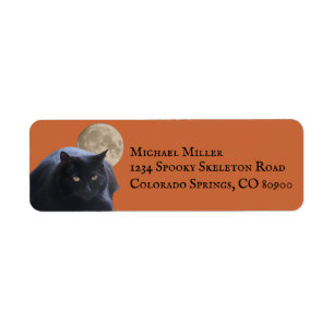 Étiquette Chat noir Pleine lune Halloween