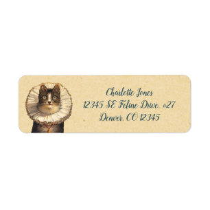 Étiquette Chat vintage avec le collier hérissé