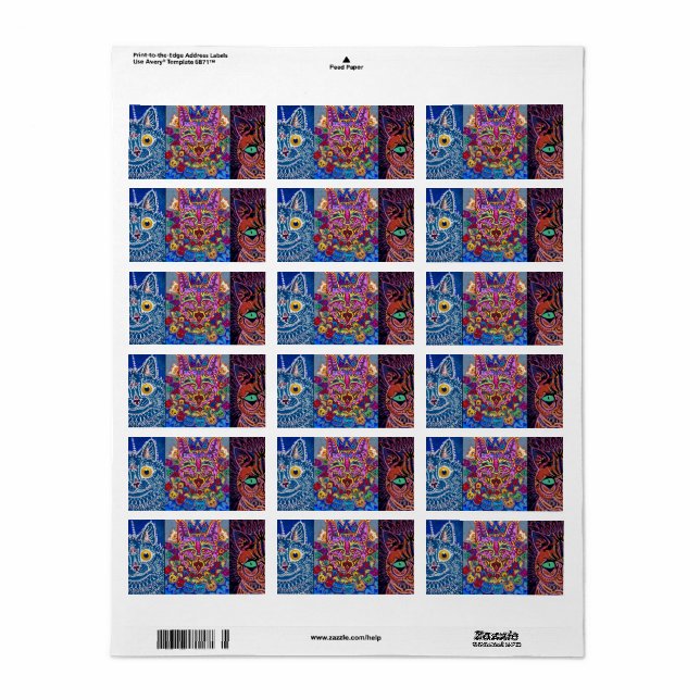 Étiquette Chats décoratifs de Louis Wain (Feuille entière)