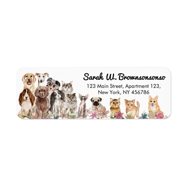 Étiquette Chats et Chiens blancs Floraux Groomer (Devant)