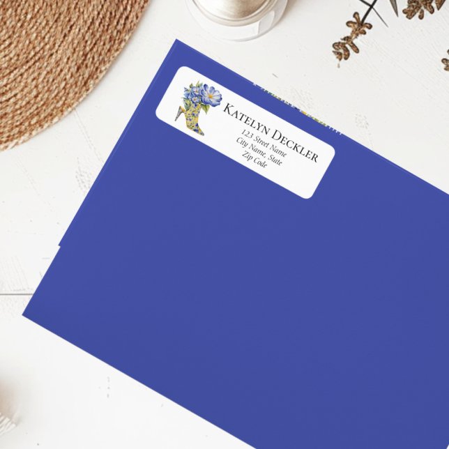 Étiquette Chaussure à talon haut en chinoiserie florale élég (Créateur téléchargé)