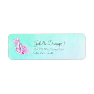 Étiquette Chaussures de ballet en aquarelle rose avec des pi