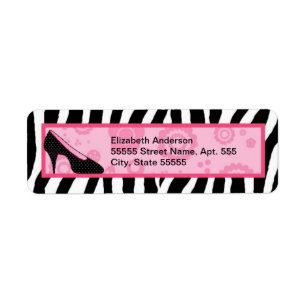 Étiquette Chaussures roses Girly de zèbre à la mode avec l