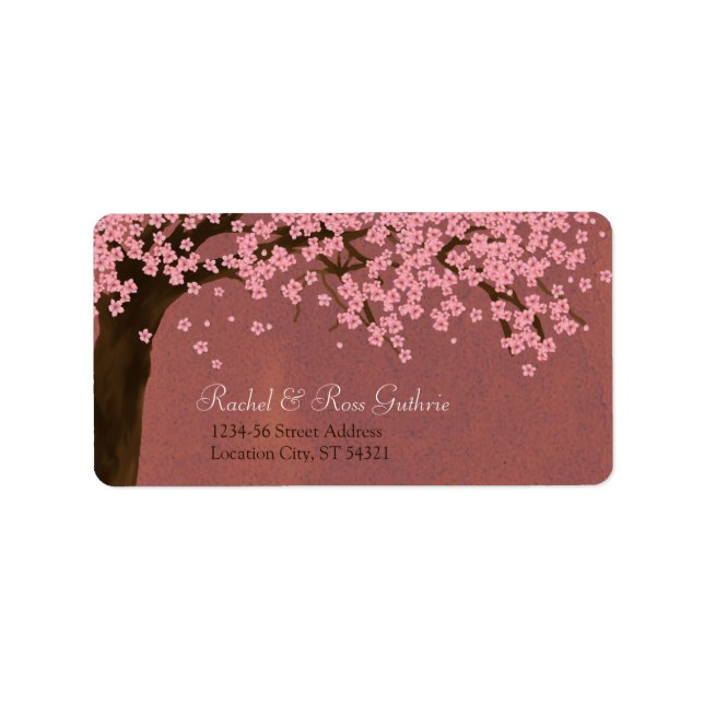 Étiquette Cherry Blossom / Sakura Watercolor (Dusk) Adresse (Devant)