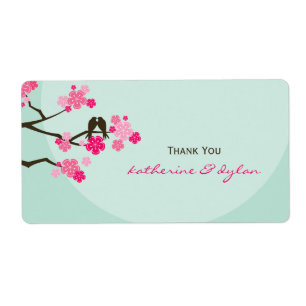Étiquette Cherry Blossoms Inséparables Mariage Merci Étiquet
