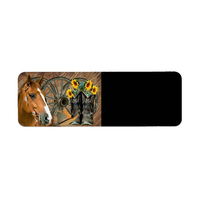 Étiquette Cheval Cowboy Boots Wagon Wheels Sunflowers Wester (Devant)