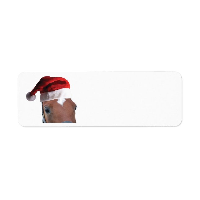 Étiquette Cheval de Noël portant un Casquette du Père Noël (Devant)