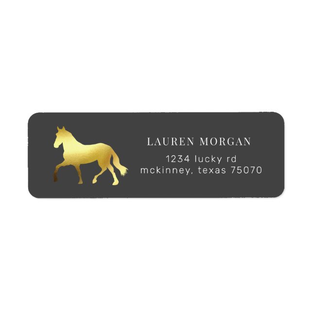 Étiquette cheval équestre feuille d'or Retourner Adresse Éti (Devant)