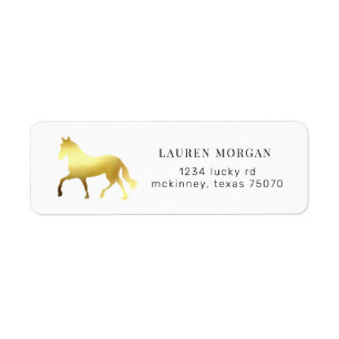 Étiquette cheval équestre feuille d'or Retourner Adresse Éti