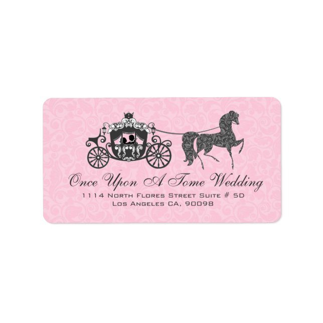Étiquette Cheval et transport Mariage rose et noir (Devant)