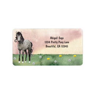 Étiquette Cheval gris pomme dans l'adresse pré Fleur sauvage