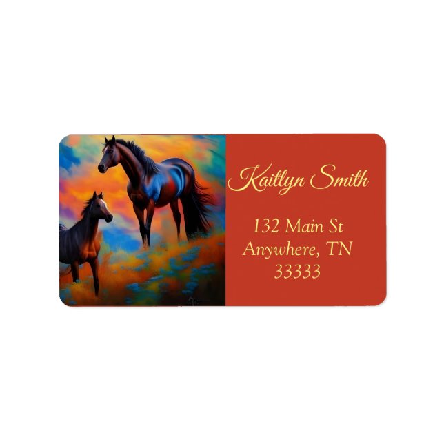 Étiquette Chevaux sauvages *personnalisez* (Devant)