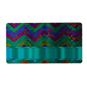 Étiquette chevron damassé coloré