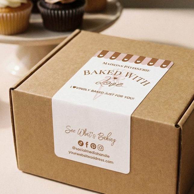 Étiquette Chic Awing Baked With Love Pastry Bag Bakery Box (Chic Awing Baked With Love Pastry Bag Bakery Box Label)