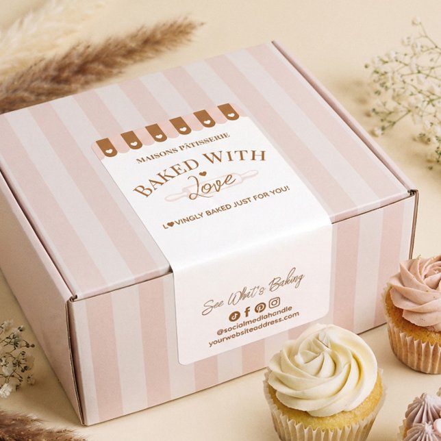 Étiquette Chic Awing Baked With Love Rolling Pin Bakery Seal (Chic Awing Baked With Love Rolling Pin Bakery Seal Label)