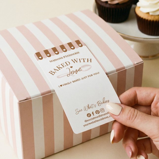 Étiquette Chic Awing Baked With Love Spoon Bakery Box Seal (Chic Awing Baked With Love Spoon Bakery Box Seal Label)