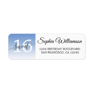 Étiquette Chic Blue Ombre Sweet 16 Anniversaire Retour
