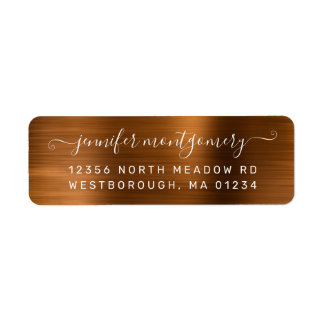 Étiquette Chic Brown Brushed Metal Return Address Label