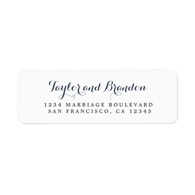 Étiquette Chic Calligraphie Noms Mariage Adresse de retour (Devant)