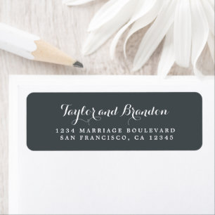 Étiquette Chic Calligraphie Noms Mariage Adresse de retour
