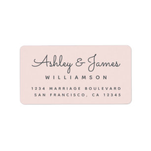 Étiquette Chic Calligraphie Noms Pastel Rose Adresse de reto