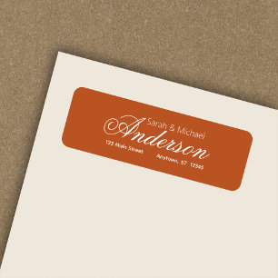 Étiquette Chic Calligraphie Script Dark Orange Adresse de re