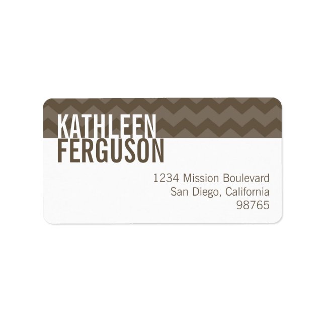 Étiquette Chic chevron motif gris adresse de retour personna (Devant)