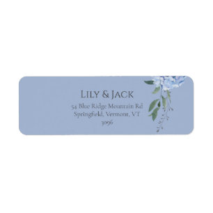 Étiquette Chic Dusty Blue Hydrangea Floral Adresse de retour