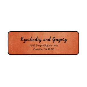 Étiquette Chic Elegant Burnt Orange Black Nom Emplacement