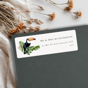 Étiquette Chic Elegant Tropical Rainforest Toucan Adresse