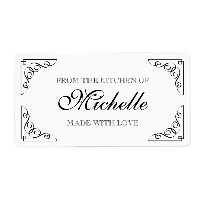 Étiquette Chic Fabriqué avec amour De la cuisine du étiquett (Devant)