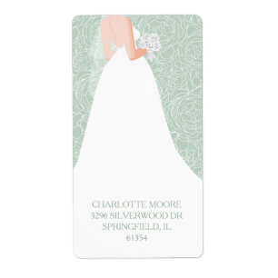 Étiquette Chic Fête des mariées Pale Green Adresse de retour