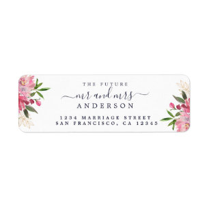 Étiquette Chic Floral Future M. Mme Mariage Retour Adresse