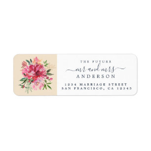 Étiquette Chic Floral M. Mme Monogram Mariage Adresse de ret
