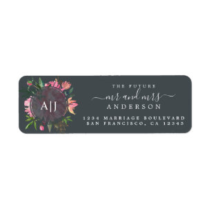 Étiquette Chic Future M. Mme Monogram Mariage Retour Adresse