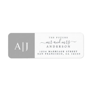 Étiquette Chic Future M. Mme Monogram Mariage Retour Adresse