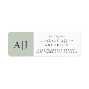 Étiquette Chic Future M. Mme Monogram Mariage Retour Adresse