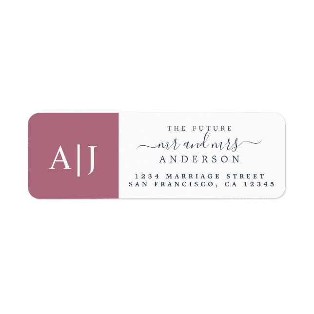 Étiquette Chic Future M. Mme Monogram Mariage Retour Adresse (Devant)