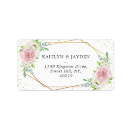 Étiquette Chic Géométrique Mariage floral à huile d'or