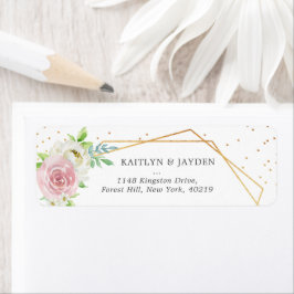 Étiquette Chic Géométrique Mariage floral à huile d'or