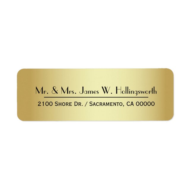 Étiquette Chic Gold Tone Adresse de retour personnalisée (Devant)