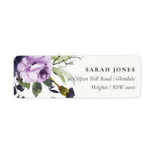 ÉTIQUETTE CHIC LILAC PURPLE ROSE PEONY FLORAL BUNCH ADRESSE