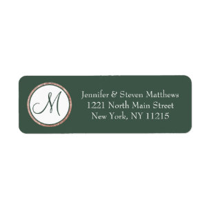 Étiquette Chic Modern Sage Green Rose Gold Circle Monogram