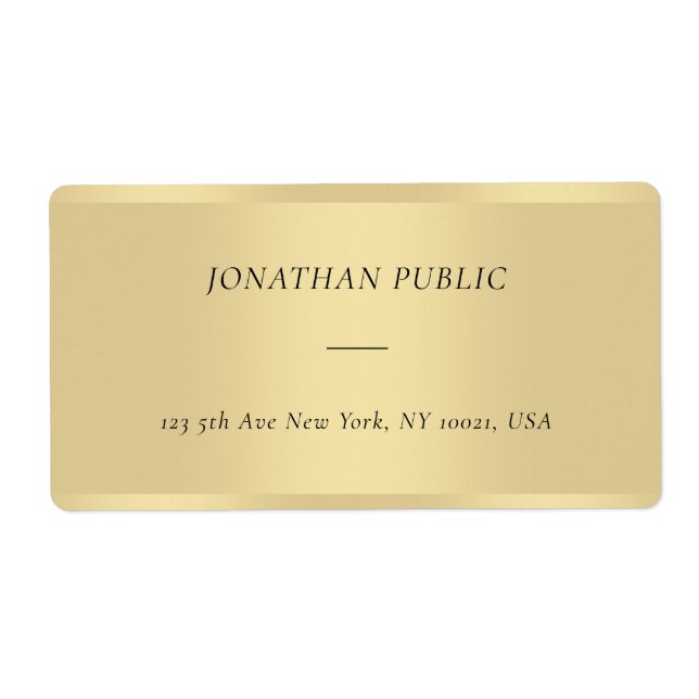 Étiquette Chic moderne Cursive Police Modèle Gold Livraison (Devant)