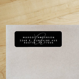 Étiquette Chic Monogoram | Noir élégant | Adresse de retour