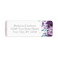 Chic Purple Floral & Mariage Argent Adresse de ret