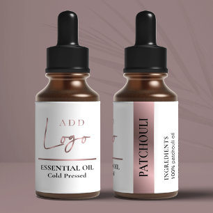 Étiquette Chic Rose Gold Logo Cosmétique Essential Oil Bottl
